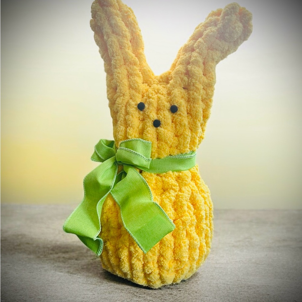 Chunky Knit Yellow Plush Peep Bunny